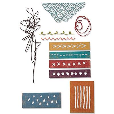 Sizzix Thinlits Die Set 11-pack 664436, mediemärken av Tim Holtz, papper, flerfärgad, en storlek Sizzix Thinlits Die Set 11-pack 664436, mediemärken av Tim Holtz, papper, flerfärgad, en storlek