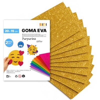 Global SIDI Eva Glitter gummi 20 x 15 cm guld 20 ark skum för hantverk Global SIDI Eva Glitter gummi 20 x 15 cm guld 20 ark skum för hantverk