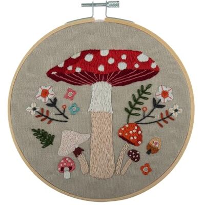 Trimits Broderikit 15 cm 6" broderikit för nybörjare, korsstygnskit för vuxna, startset med bamburöring, tyg, trådar, nål och bakstycke Toadstool Trimits Broderikit 15 cm 6" broderikit för nybörjare, korsstygnskit för vuxna, startset med bamburöring, tyg, trådar, nål och bakstycke Toadstool