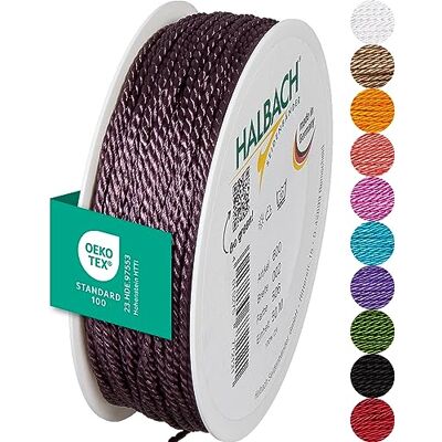 Halbach sidenband premiumsnöre (mörk lila) Bredd 2 mm längd 50 m Tillverkad i Tyskland & Öko-Tex certifierad glänsande satinsnöre av acetat Halbach sidenband premiumsnöre (mörk lila) Bredd 2 mm längd 50 m Tillverkad i Tyskland & Öko-Tex certifierad glänsande satinsnöre av acetat