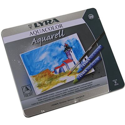 LYRA Aquacolor Fine Art vattenlösligt vaxpastell-set, 24 1 penslar, perfekt för proffs och studenter LYRA Aquacolor Fine Art vattenlösligt vaxpastell-set, 24 1 penslar, perfekt för proffs och studenter