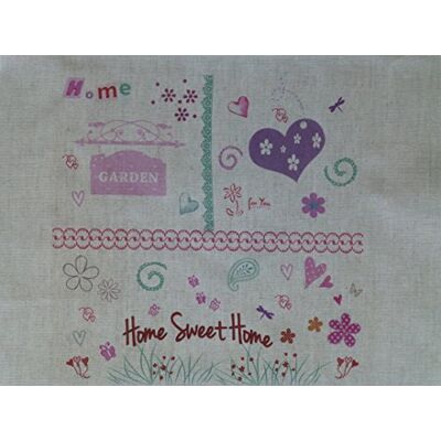 La Boîte à Broder COU057MN tryckt kupong "Home Sweet Home" (hemmets hem-, lyckoensamma), linne/métis, vit La Boîte à Broder COU057MN tryckt kupong "Home Sweet Home" (hemmets hem-, lyckoensamma), linne/métis, vit