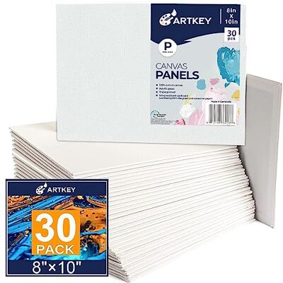 Artkey Dukpaneler 20 x 25 cm 30-pack, 295 ml trippelgrundad syrafri 100% bomullsfärg dukar för målning, tom platt kanvas bräda för akryl oljeakvarell tempera färger Artkey Dukpaneler 20 x 25 cm 30-pack, 295 ml trippelgrundad syrafri 100% bomullsfärg dukar för målning, tom platt kanvas bräda för akryl oljeakvarell tempera färger