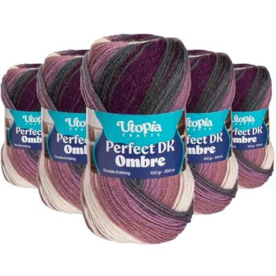 Utopia Crafts DK Ombre flerfärgad dubbelstickningsgarn 5 x 100 g (004) Utopia Crafts DK Ombre flerfärgad dubbelstickningsgarn 5 x 100 g (004)