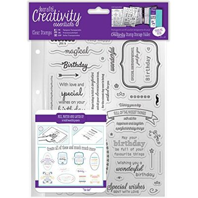 docrafts Creativity Essentials "Födelsedagssverser" stämpelset, klar, A5, 39 delar docrafts Creativity Essentials "Födelsedagssverser" stämpelset, klar, A5, 39 delar