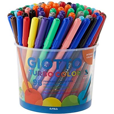 Giotto Turbocolor filtspetsfiberpennor, fin spets 2,8 mm, 96 x blandade färger, perfekt för barn, fester och skolor Giotto Turbocolor filtspetsfiberpennor, fin spets 2,8 mm, 96 x blandade färger, perfekt för barn, fester och skolor