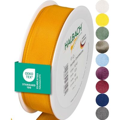 Halbach sidenband premium presentband med trådkant bredd 25 mm längd 25 m Öko-Tex 100 certifierat band Taftband Made in Germany, färg: orange Halbach sidenband premium presentband med trådkant bredd 25 mm längd 25 m Öko-Tex 100 certifierat band Taftband Made in Germany, färg: orange