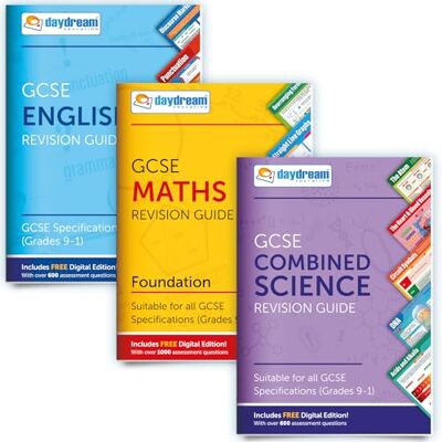 Daydream Education GCSE Engelska, matematik (stiftelse) & vetenskapstudie paket fickaffischer: Revisionsguider i fickformat GCSE specifikation GRATIS digitala utgåvor med 1 600 engelska & Maths bedömningsfrågor Daydream Education GCSE Engelska, matematik (stiftelse) & vetenskapstudie paket fickaffischer: Revisionsguider i fickformat GCSE specifikation GRATIS digitala utgåvor med 1 600 engelska & Maths bedömningsfrågor