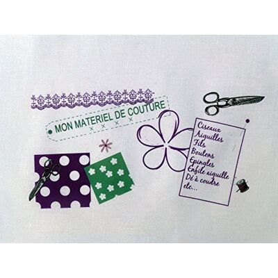 La Boîte à Broder COU012PMB tryckt kupong, Mon Matériel de Couture', vit/plaume La Boîte à Broder COU012PMB tryckt kupong, Mon Matériel de Couture', vit/plaume