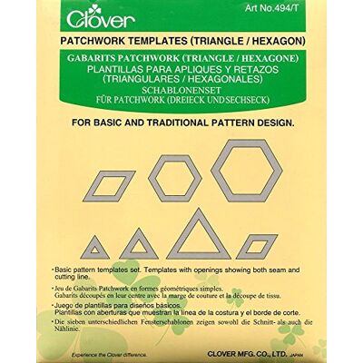 Clover Klöver lappverk mallar triangel/hexagon, 1 Clover Klöver lappverk mallar triangel/hexagon, 1