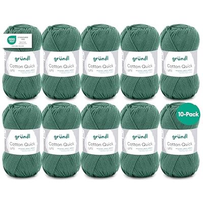 Gründl Ull Cotton Quick uni – tunn ull för virkning – stickgarn – virkgarn – glänsande och hudvänligt – 100% bomull – 10 nystan 50 g/125 m – nåltjocklek 3–4 – gröngrå Gründl Ull Cotton Quick uni – tunn ull för virkning – stickgarn – virkgarn – glänsande och hudvänligt – 100% bomull – 10 nystan 50 g/125 m – nåltjocklek 3–4 – gröngrå