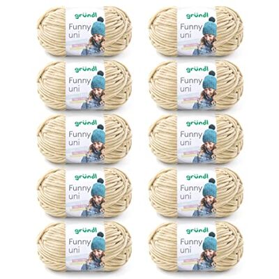 Gründl Funny uni stick- och virkgarn (sammetsliknande chenille-garn tillverkat av 100% polyester, 10 x 100 g/120 m, nåltjocklek: 5 – 6), beige Gründl Funny uni stick- och virkgarn (sammetsliknande chenille-garn tillverkat av 100% polyester, 10 x 100 g/120 m, nåltjocklek: 5 – 6), beige