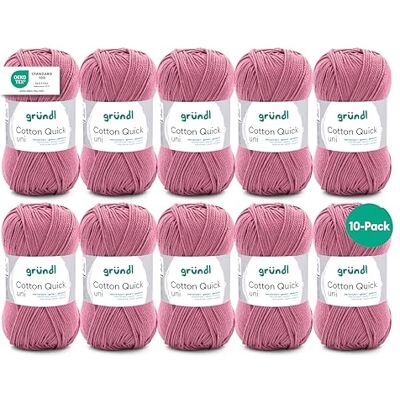 Gründl Ull Cotton Quick uni – tunn ull för virkning – stickgarn – virkgarn – glänsande och hudvänligt – 100% bomull – 10 nystan 50 g/125 m – nåltjocklek 3–4 – gammelrosa Gründl Ull Cotton Quick uni – tunn ull för virkning – stickgarn – virkgarn – glänsande och hudvänligt – 100% bomull – 10 nystan 50 g/125 m – nåltjocklek 3–4 – gammelrosa