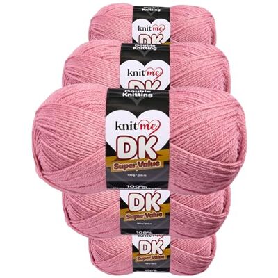 Knit Me DK dubbelstickat garn allergivänlig akryl 5 x 100 g (rosa) Knit Me DK dubbelstickat garn allergivänlig akryl 5 x 100 g (rosa)