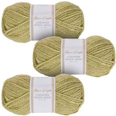 Utopia Crafts Country Ullblandning Aran Garn för stickning och virkning 3 x 100 g (olivlime) Utopia Crafts Country Ullblandning Aran Garn för stickning och virkning 3 x 100 g (olivlime)