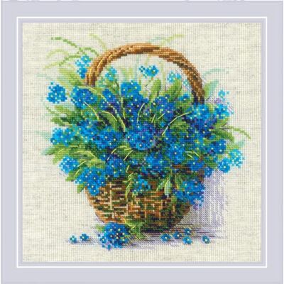 Riolis Räknat korsstygnskit 2170 Forget Me Nots in a Basket Riolis Räknat korsstygnskit 2170 Forget Me Nots in a Basket