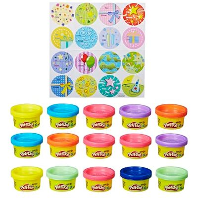 Play-Doh Leksaksfestpåse med 15 små burkar lera, perfekt festgåva. Play-Doh Leksaksfestpåse med 15 små burkar lera, perfekt festgåva.