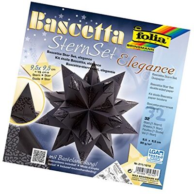 folia 211/1010 – pysselset Bascetta stjärna Elegance, 32 ark, 9,5 x 9,5 cm, färdig storlek på pappersstjärna ca. Elegance Wildlife svart 15 cm Wildlife svart folia 211/1010 – pysselset Bascetta stjärna Elegance, 32 ark, 9,5 x 9,5 cm, färdig storlek på pappersstjärna ca. Elegance Wildlife svart 15 cm Wildlife svart