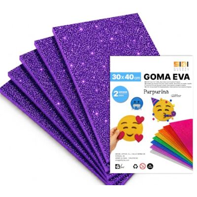 Global SIDI Eva Glitter gummi 40 x 30 cm lila 5 ark skum för hantverk Global SIDI Eva Glitter gummi 40 x 30 cm lila 5 ark skum för hantverk