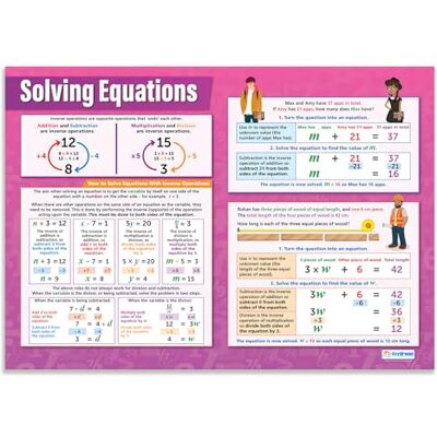 Daydream Education Lösning ekvationer Matematikdiagram Glansigt papper som mäter 594 mm x 850 mm (A1) Matmatdiagram för klassrummet Pedagogiska affischer av Daydream Education Lösning ekvationer Matematikdiagram Glansigt papper som mäter 594 mm x 850 mm (A1) Matmatdiagram för klassrummet Pedagogiska affischer av