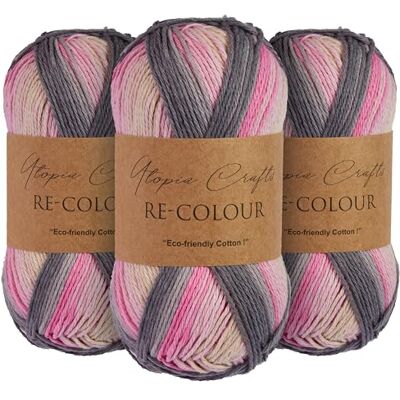 Utopia Crafts återfärg ombre stickning & virkat garn 3 x 100 g (grå blom) Utopia Crafts återfärg ombre stickning & virkat garn 3 x 100 g (grå blom)