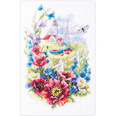 Magic Needle 210–351 ZW vilda blommor från kusten korsstygnsset med räkningsmönster kvistutgåva, bomull, flerfärgad, 18 x 29 cm Magic Needle 210–351 ZW vilda blommor från kusten korsstygnsset med räkningsmönster kvistutgåva, bomull, flerfärgad, 18 x 29 cm