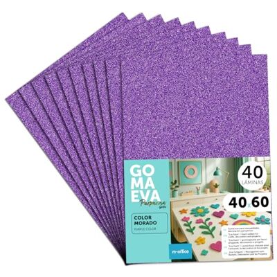 m-office Färgglada Glitterade Eva Gummiark, Crepla Gummi för Scrapbooking, Skola, Kreativa Kartonger, Hantverk, Scenografiska Kakor, Skola eller Konstprojekt 40x60 cm (Lila, 40uds) m-office Färgglada Glitterade Eva Gummiark, Crepla Gummi för Scrapbooking, Skola, Kreativa Kartonger, Hantverk, Scenografiska Kakor, Skola eller Konstprojekt 40x60 cm (Lila, 40uds)
