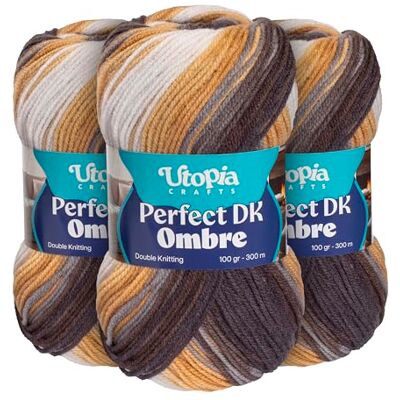 Utopia Crafts DK Ombre flerfärgad dubbelstickningsgarn 3 x 100 g (003) Utopia Crafts DK Ombre flerfärgad dubbelstickningsgarn 3 x 100 g (003)