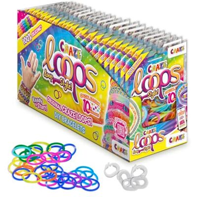 CRAZE loops BAG 100 XXL Set med elastiskt armband, Loom 24 x 100 folieryggsäck, färgblandning, 100% allergivänlig silikon, 100% allergivänlig CRAZE loops BAG 100 XXL Set med elastiskt armband, Loom 24 x 100 folieryggsäck, färgblandning, 100% allergivänlig silikon, 100% allergivänlig