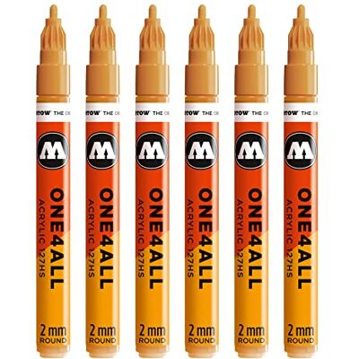 Molotow One4All 127HS akrylmärkpenna (2,0 mm linjetjocklek, hög täckning och permanent, UV-beständig, för nästan alla ytor) 6 stycken färg 108 ockrabrun ljus Molotow One4All 127HS akrylmärkpenna (2,0 mm linjetjocklek, hög täckning och permanent, UV-beständig, för nästan alla ytor) 6 stycken färg 108 ockrabrun ljus