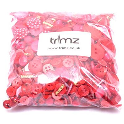Trimz blandade former och knappar i storlek 250 g, röd Trimz blandade former och knappar i storlek 250 g, röd