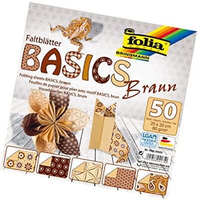 folia Basics vikbara lakan, 80 g/kvm, 50 ark blandade i 5 mönster 20 x 20 cm Brun folia Basics vikbara lakan, 80 g/kvm, 50 ark blandade i 5 mönster 20 x 20 cm Brun