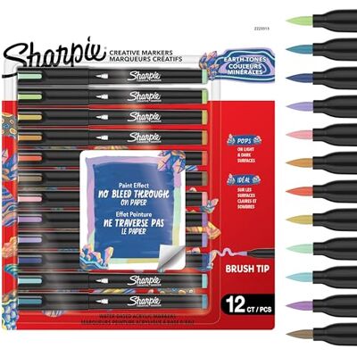 Sharpie Creative Marker Akrylfärgpennor Vattenbaserade färgpennor Blöder inte igenom, skriver på de flesta ytor Borstspets Hantverk och konstmaterial Varma toner 12 stycken Sharpie Creative Marker Akrylfärgpennor Vattenbaserade färgpennor Blöder inte igenom, skriver på de flesta ytor Borstspets Hantverk och konstmaterial Varma toner 12 stycken