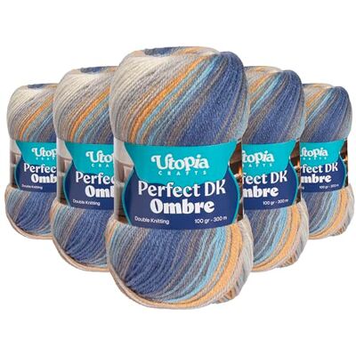 Utopia Crafts DK Ombre flerfärgad dubbelstickningsgarn 5 x 100 g (001) Utopia Crafts DK Ombre flerfärgad dubbelstickningsgarn 5 x 100 g (001)