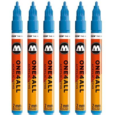 Molotow One4All 127HS akrylmärkpenna (2,0 mm linjetjocklek, hög täckning och permanent, UV-beständig, för nästan alla ytor) 6 stycken färg 161 chock blå medium Molotow One4All 127HS akrylmärkpenna (2,0 mm linjetjocklek, hög täckning och permanent, UV-beständig, för nästan alla ytor) 6 stycken färg 161 chock blå medium
