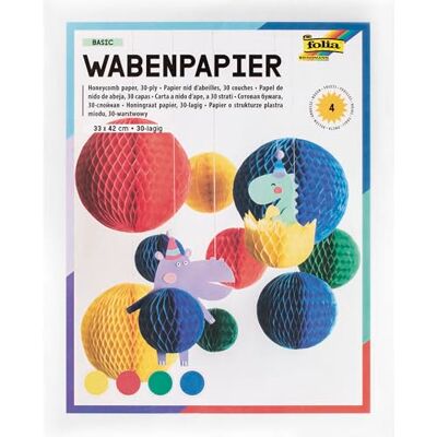 folia 460-09 – BASIC bikakepapper, 33 x 42 cm, pysselpapper med bikakestruktur i 4 färger, 30 lager, för att designa färgglada bikakedekorationer folia 460-09 – BASIC bikakepapper, 33 x 42 cm, pysselpapper med bikakestruktur i 4 färger, 30 lager, för att designa färgglada bikakedekorationer