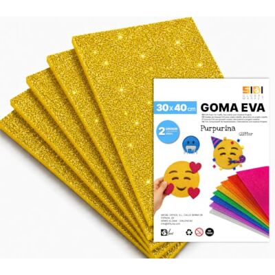 Global SIDI Eva Glitter gummi 40 x 30 cm guld 5 ark skum för hantverk Global SIDI Eva Glitter gummi 40 x 30 cm guld 5 ark skum för hantverk