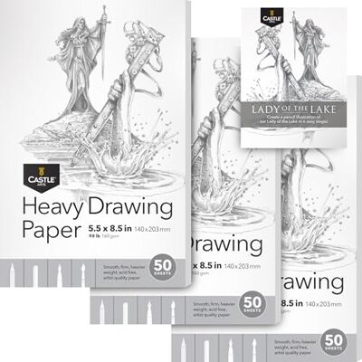 ART Heavy Drawing Sketchpad Papper 12,7 x 20,3 cm 3-pack 50 ark vardera (160 gsm/140,5 kg) extra vit, slätt konstnärspapper syrafri The Go-to Pad för alla konstnärer (5 x 8, ART Heavy Drawing Sketchpad Papper 12,7 x 20,3 cm 3-pack 50 ark vardera (160 gsm/140,5 kg) extra vit, slätt konstnärspapper syrafri The Go-to Pad för alla konstnärer (5 x 8,
