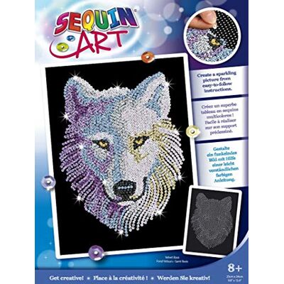 Mammut Spiel & Geschenk Mammut 8041932 Sequin Art paljettbild snövarg, plug-in kreativt set, pysselset med frigolitram, sammetslen bildmall, paljetter, stift, instruktioner, för barn från 8 år Mammut Spiel & Geschenk Mammut 8041932 Sequin Art paljettbild snövarg, plug-in kreativt set, pysselset med frigolitram, sammetslen bildmall, paljetter, stift, instruktioner, för barn från 8 år