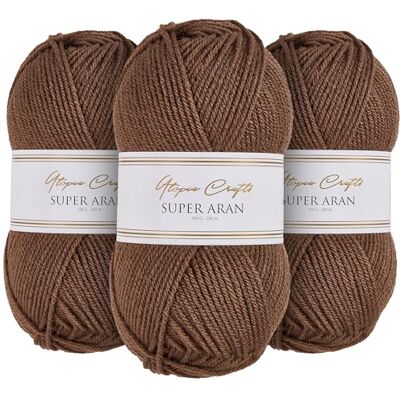 Utopia Crafts Super Aran stick- och virkgarn 3 x 100 g (varm beige) Utopia Crafts Super Aran stick- och virkgarn 3 x 100 g (varm beige)