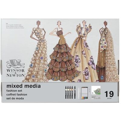Winsor & Newton 0290199 Mixed Media Fashion Set – 4 Promarker Brush, Fineliner, 12 Färgpennor & Skissblock för Modeillustration, Skisser & Kreativt Tecknande Winsor & Newton 0290199 Mixed Media Fashion Set – 4 Promarker Brush, Fineliner, 12 Färgpennor & Skissblock för Modeillustration, Skisser & Kreativt Tecknande