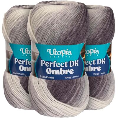 Utopia Crafts DK Ombre flerfärgad dubbel stickningsgarn 3 x 100 g (008) Utopia Crafts DK Ombre flerfärgad dubbel stickningsgarn 3 x 100 g (008)