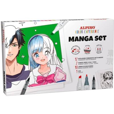 Alpino Ärm startpaket Inkluderar: 12 x skissmarkörer med dubbla spetsar, 2 x 0,5 och 0,8 mm pigmenterade fineliners, 10 x manga ark och en steg-för-steg-guide. Alpino Ärm startpaket Inkluderar: 12 x skissmarkörer med dubbla spetsar, 2 x 0,5 och 0,8 mm pigmenterade fineliners, 10 x manga ark och en steg-för-steg-guide.