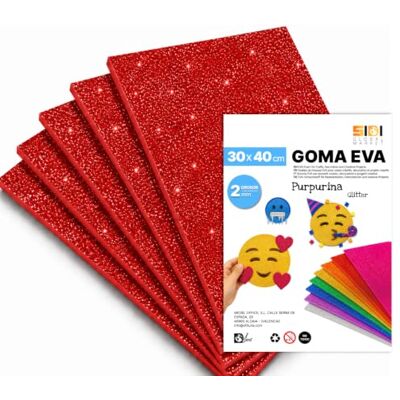 Global SIDI Eva Glitter gummi 40 x 30 cm julröd 10 ark skum Global SIDI Eva Glitter gummi 40 x 30 cm julröd 10 ark skum