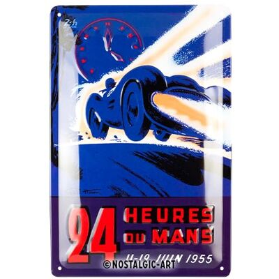 ART Plåtskylt i retrostil, 20 x 30 cm, 24h Le Mans – Racing Night Blue 1955 – Presentidé för motorälskare, Official License Product (OLP), av metall, vintagedesign ART Plåtskylt i retrostil, 20 x 30 cm, 24h Le Mans – Racing Night Blue 1955 – Presentidé för motorälskare, Official License Product (OLP), av metall, vintagedesign
