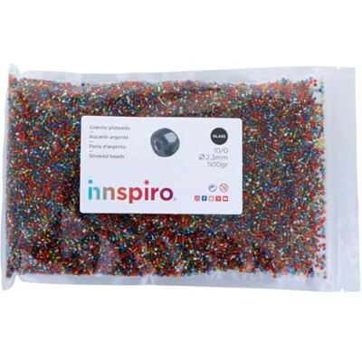 INNSPIRO Rund silverfärgad glasskiva blandad 2,3 mm, 500 gr, väska, armband, halsband, perfekt för gör-det-själv barnsmycken, fröpärlor INNSPIRO Rund silverfärgad glasskiva blandad 2,3 mm, 500 gr, väska, armband, halsband, perfekt för gör-det-själv barnsmycken, fröpärlor