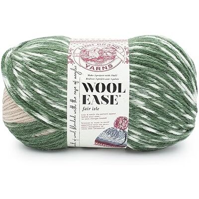 Lion Brand Yarn Lejonmärke garn ull Ease Fair Isle garn, beige/oliv Lion Brand Yarn Lejonmärke garn ull Ease Fair Isle garn, beige/oliv