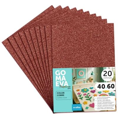 m-office Färgglada glitter Eva Gummiark, Crepla Gummi för Scrapbooking, Skola, Kreativa Kartonger, Hantverk, Scenografiska Kakor, Skola eller Konstprojekt 40x60 cm (Koppar, 20uds) m-office Färgglada glitter Eva Gummiark, Crepla Gummi för Scrapbooking, Skola, Kreativa Kartonger, Hantverk, Scenografiska Kakor, Skola eller Konstprojekt 40x60 cm (Koppar, 20uds)