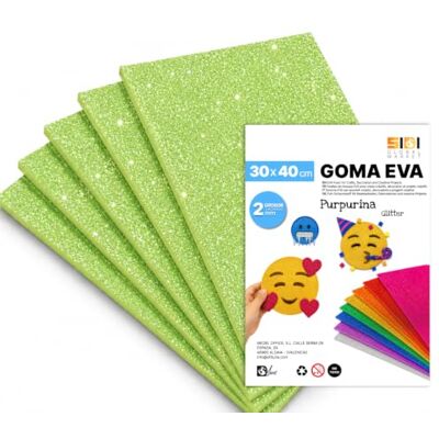 Global SIDI Eva Glitter gummi 40 x 30 cm ljusgrön 20 ark skum Global SIDI Eva Glitter gummi 40 x 30 cm ljusgrön 20 ark skum