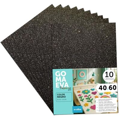 m-office Färgglada Glitterade Eva Gummiark, Crepla Gummi för Scrapbooking, Skola, Kreativa Kartonger, Hantverk, Scenografiska Kakor, Skola eller Konstprojekt 40 x 60 cm (Svart, 10uds) m-office Färgglada Glitterade Eva Gummiark, Crepla Gummi för Scrapbooking, Skola, Kreativa Kartonger, Hantverk, Scenografiska Kakor, Skola eller Konstprojekt 40 x 60 cm (Svart, 10uds)